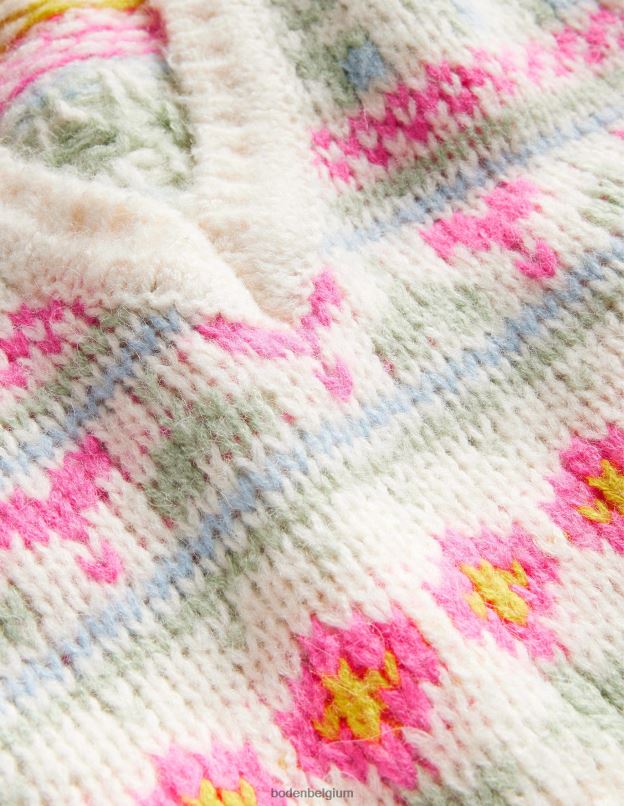femmes Boden ivoire et multi fairisle débardeur fair isle court moelleux vêtements Z42D02029