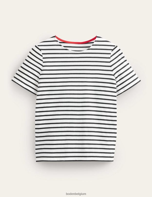 femmes Boden ivoire et noir bretonne bea manches courtes vêtements Z42D0172