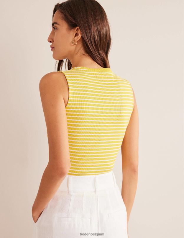 femmes Boden jaune/ivoire débardeur côtelé à rayures vêtements Z42D01887