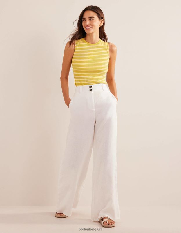 femmes Boden jaune/ivoire débardeur côtelé à rayures vêtements Z42D01887