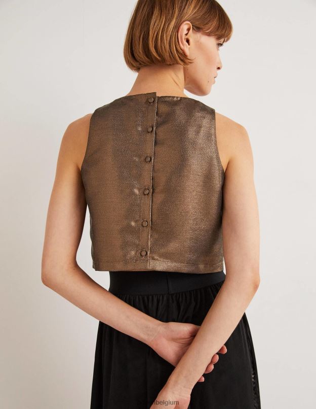 femmes Boden lurex bronze top court écarlate vêtements Z42D02012