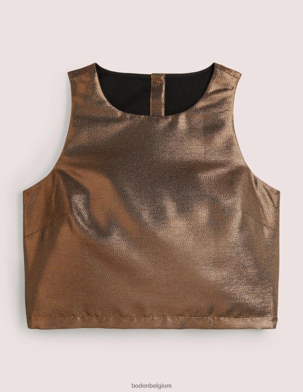 femmes Boden lurex bronze top court écarlate vêtements Z42D02012
