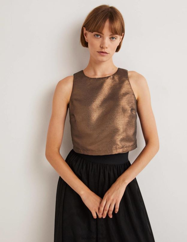 femmes Boden lurex bronze top court écarlate vêtements Z42D02012