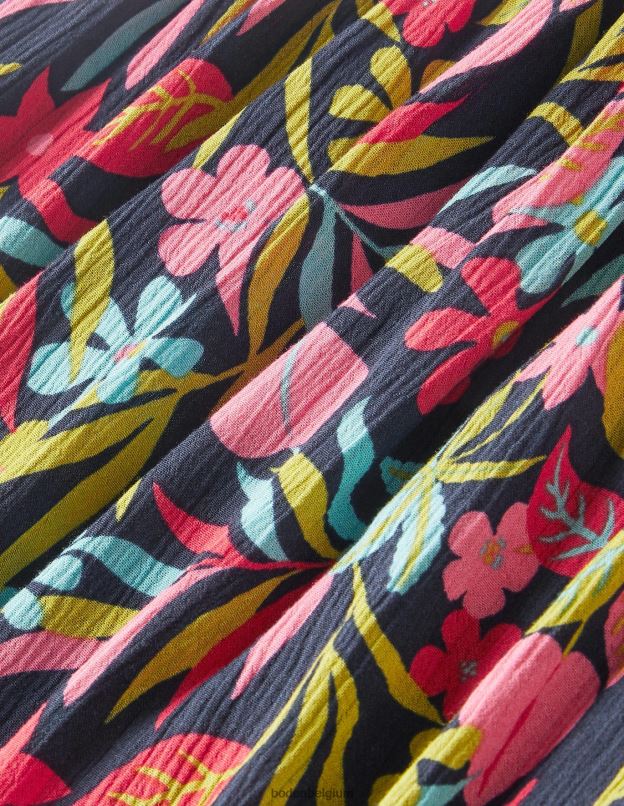 femmes Boden marine française et feuillage tropical haut smocké imprimé layla vêtements Z42D01972