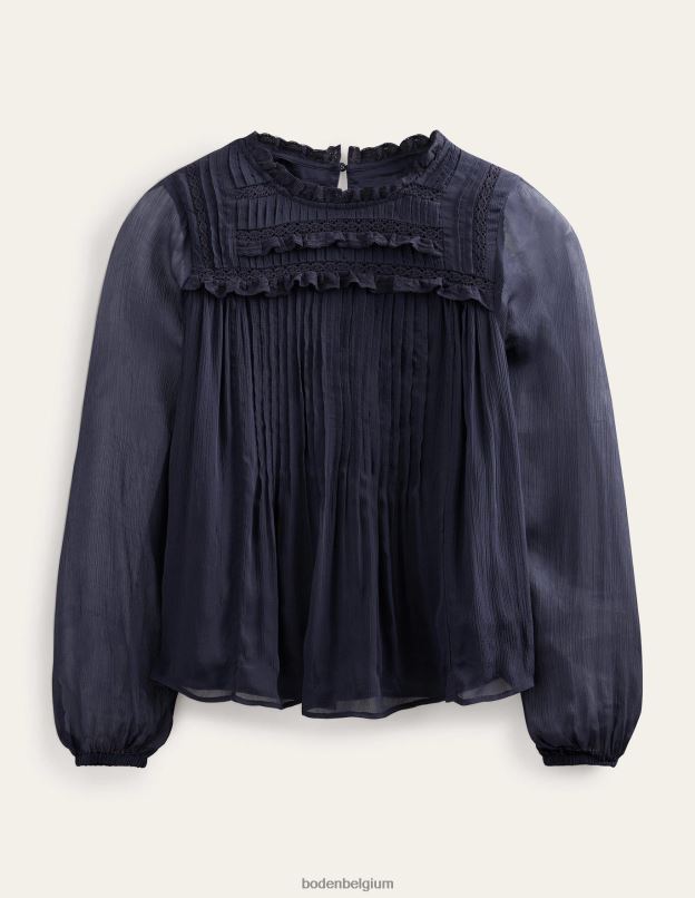 femmes Boden marine haut à bordure en georgette vêtements Z42D02184