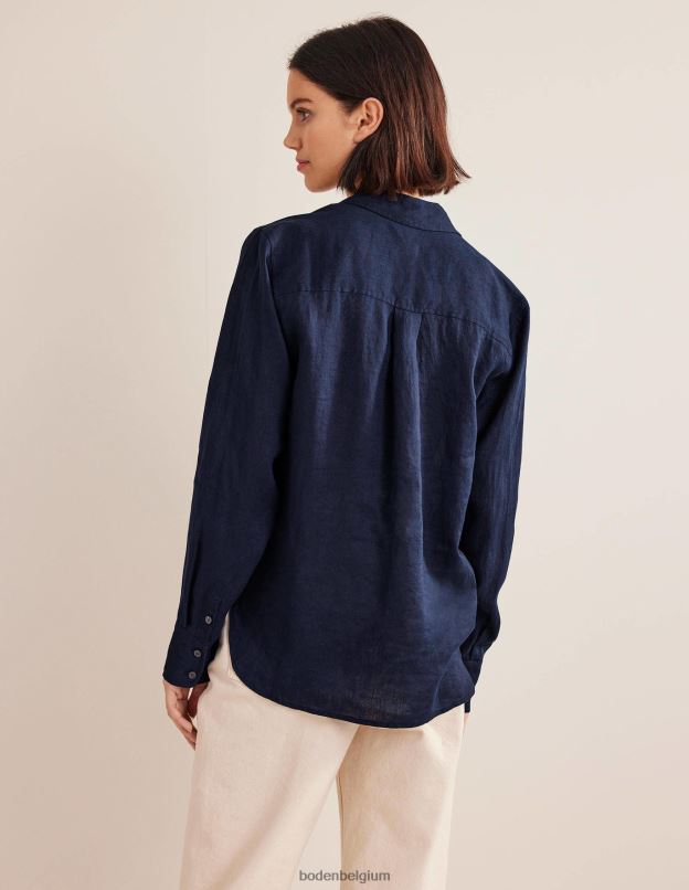 femmes Boden marine nouvelle chemise en lin vêtements Z42D0163