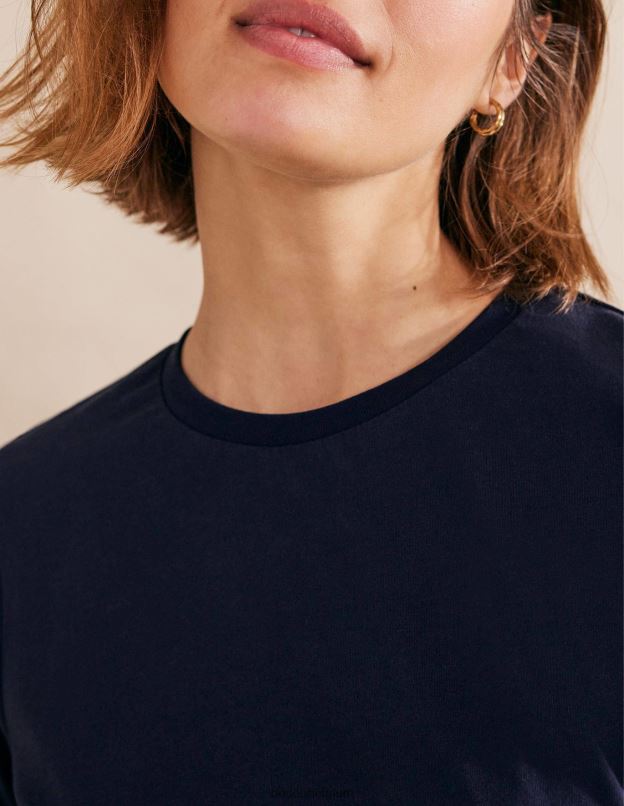 femmes Boden marine t-shirt à col rond en pur coton vêtements Z42D01863