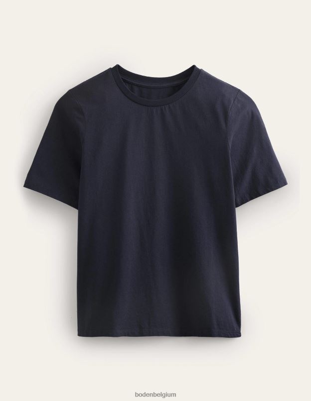 femmes Boden marine t-shirt à col rond en pur coton vêtements Z42D01863