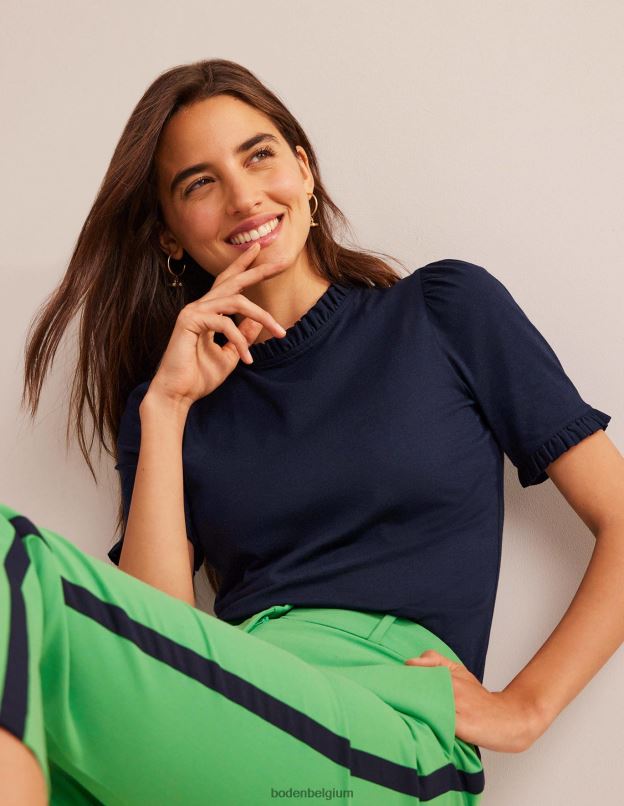 femmes Boden marine t-shirt ultra doux à volants vêtements Z42D0101