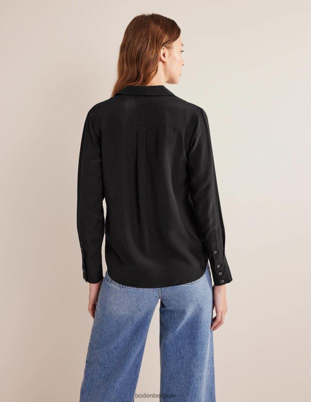 femmes Boden noir chemise en soie vêtements Z42D0159