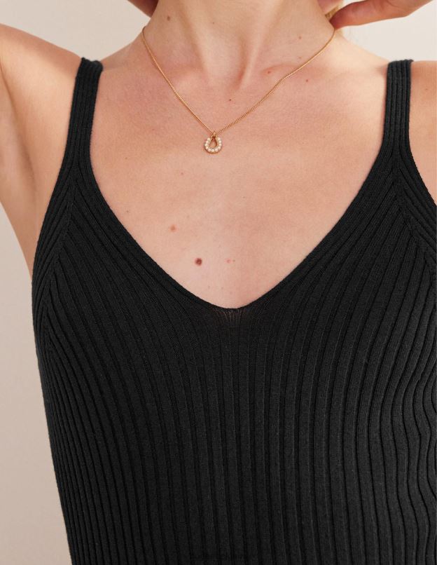 femmes Boden noir débardeur côtelé vêtements Z42D01807