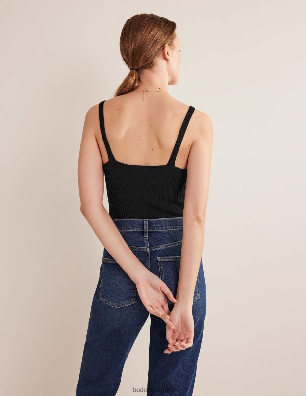 femmes Boden noir débardeur côtelé vêtements Z42D01807