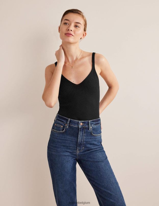 femmes Boden noir débardeur côtelé vêtements Z42D01807