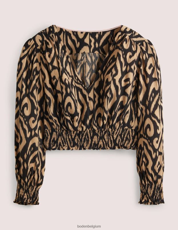 femmes Boden noir et ikat haut froissé Grace d'ensemble vêtements Z42D02002