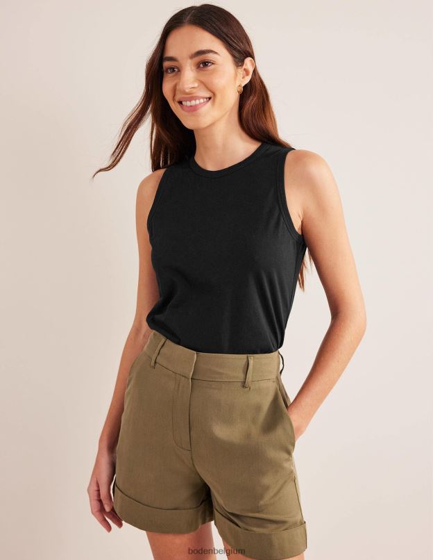 femmes Boden noir gilet court en pur coton vêtements Z42D01751