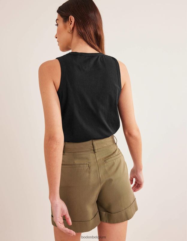 femmes Boden noir gilet court en pur coton vêtements Z42D01751