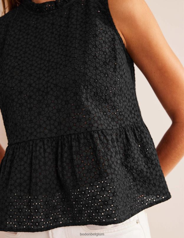 femmes Boden noir haut à basque brodé vêtements Z42D01701