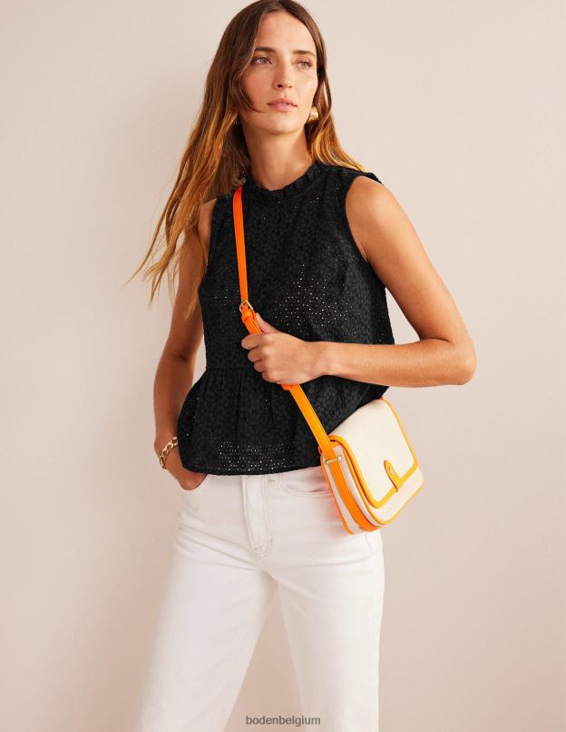 femmes Boden noir haut à basque brodé vêtements Z42D01701