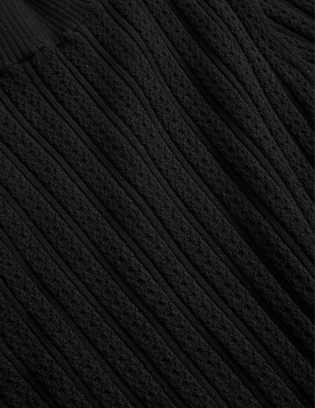 femmes Boden noir haut côtelé à col montant en pointelle vêtements Z42D01474