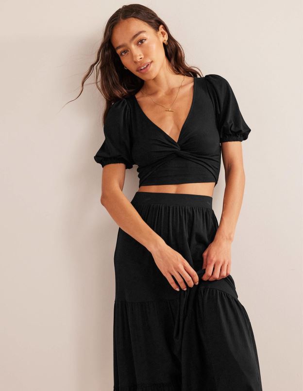 femmes Boden noir haut court à détails torsadés vêtements Z42D02568