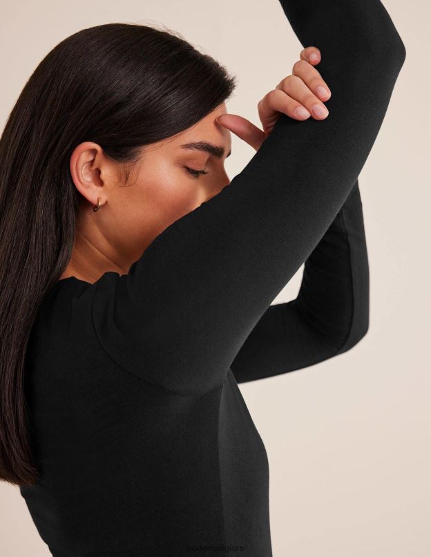 femmes Boden noir haut à encolure dégagée double épaisseur vêtements Z42D0140