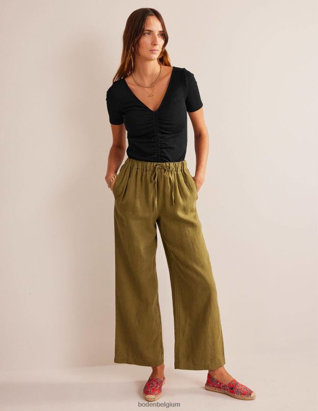 femmes Boden noir t-shirt côtelé froncé sur le devant vêtements Z42D02198