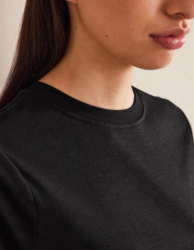 femmes Boden noir t-shirt court en coton parfait vêtements Z42D02116