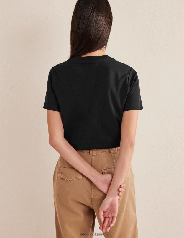 femmes Boden noir t-shirt en coton parfait vêtements Z42D01344