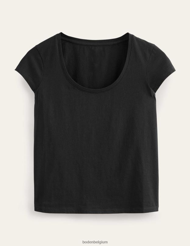 femmes Boden noir t-shirt à encolure dégagée en pur coton vêtements Z42D01796