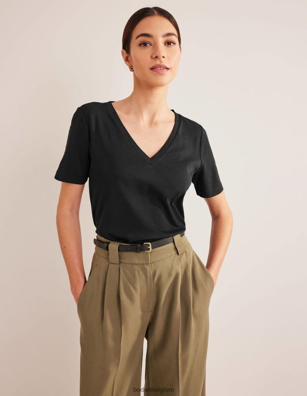 femmes Boden noir t-shirt parfait à col en V vêtements Z42D02177