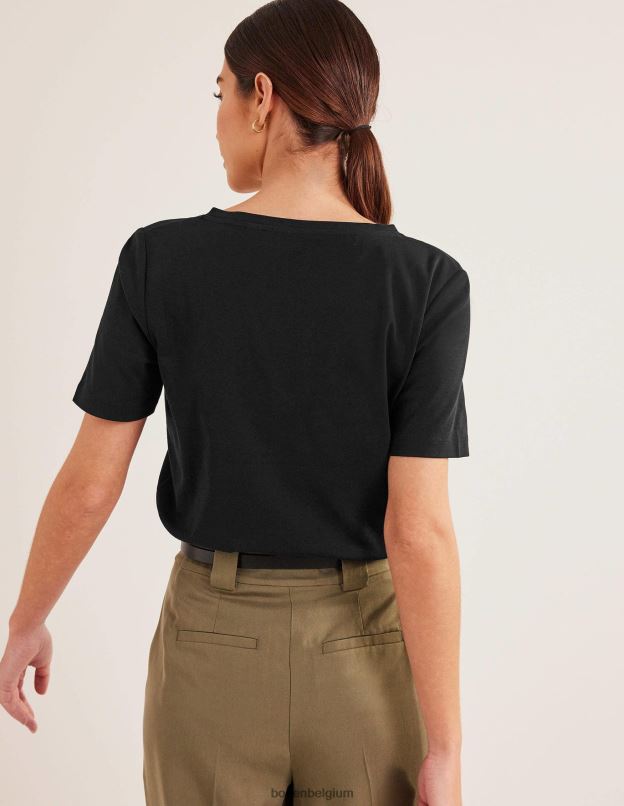 femmes Boden noir t-shirt parfait à col en V vêtements Z42D02177