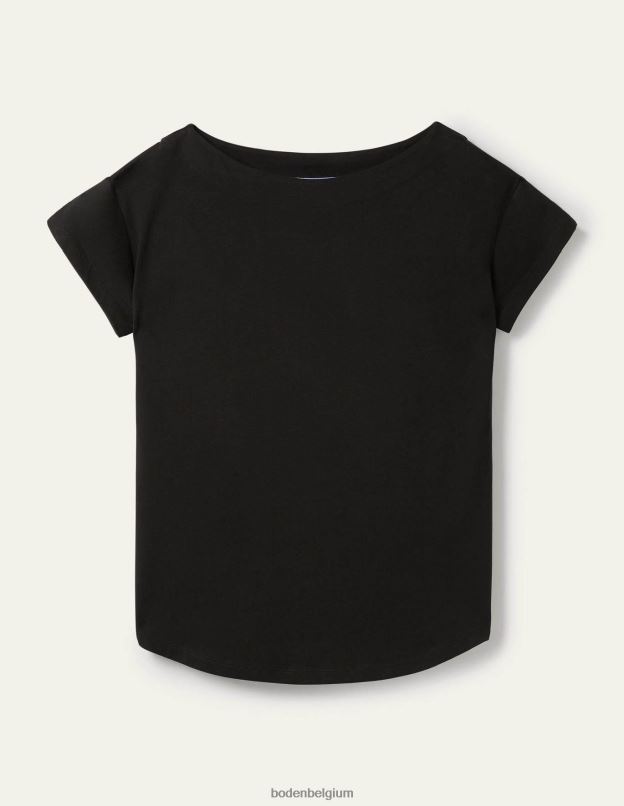 femmes Boden noir t-shirt ultra doux à col bateau vêtements Z42D0160