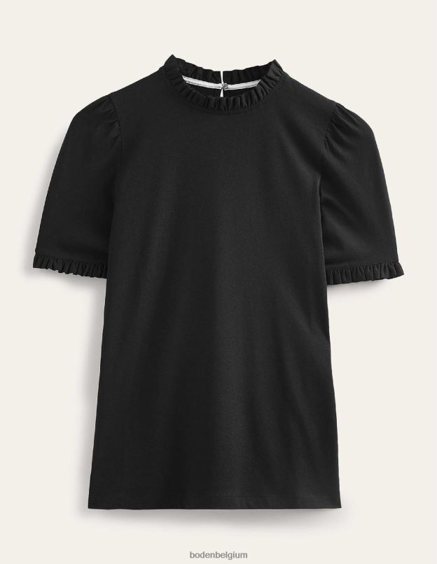 femmes Boden noir t-shirt ultra doux à volants vêtements Z42D0192