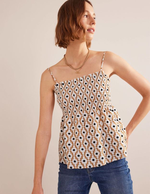 femmes Boden noix de cajou et diamant géo caraco smocké vêtements Z42D01716