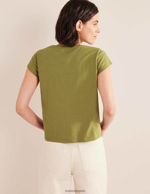 femmes Boden olive capulet t-shirt à encolure dégagée en pur coton vêtements Z42D01767