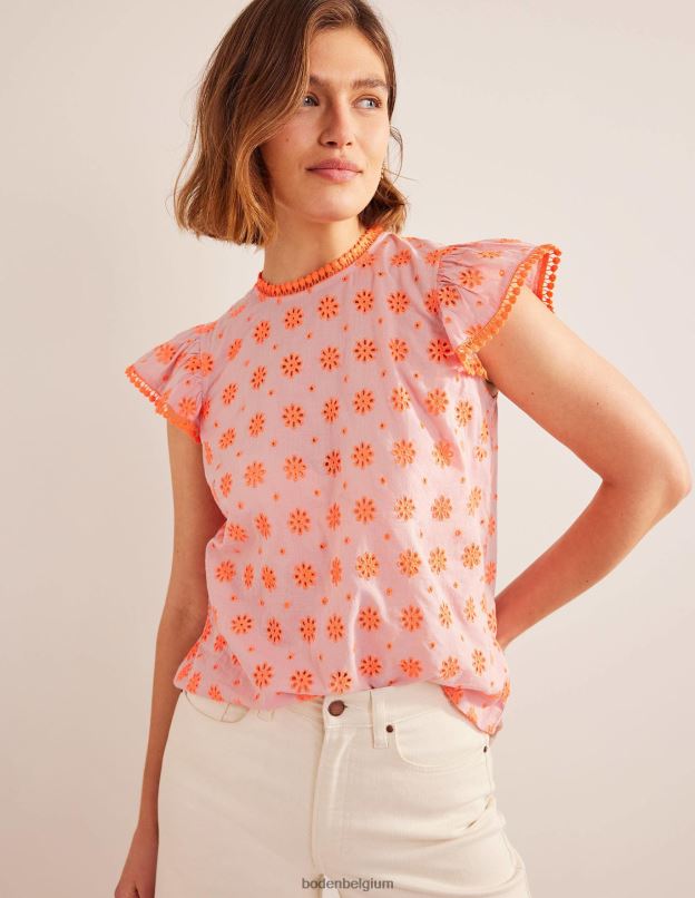 femmes Boden punch à la pastèque haut à pompons brodés vêtements Z42D01800