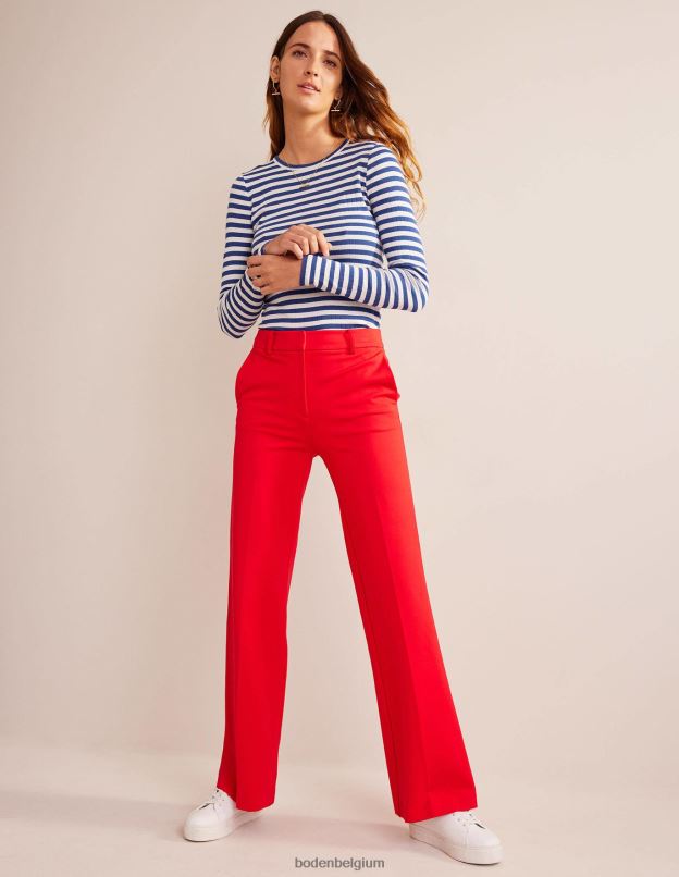 femmes Boden rayure bleu lapis et ivoire t-shirt ras du cou côtelé Anna vêtements Z42D0200