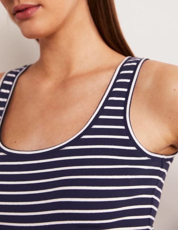 femmes Boden rayure bleu marine/ivoire gilet essentiel vêtements Z42D01628