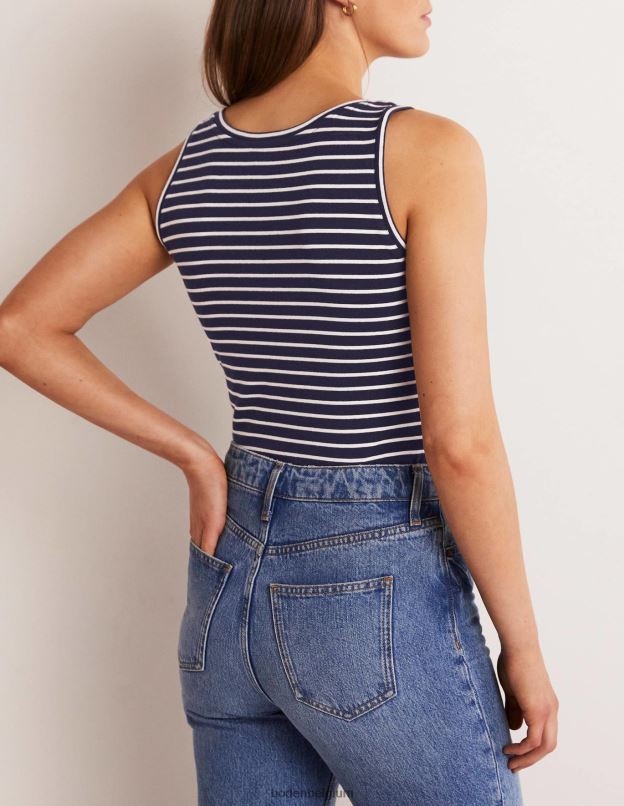 femmes Boden rayure bleu marine/ivoire gilet essentiel vêtements Z42D01628