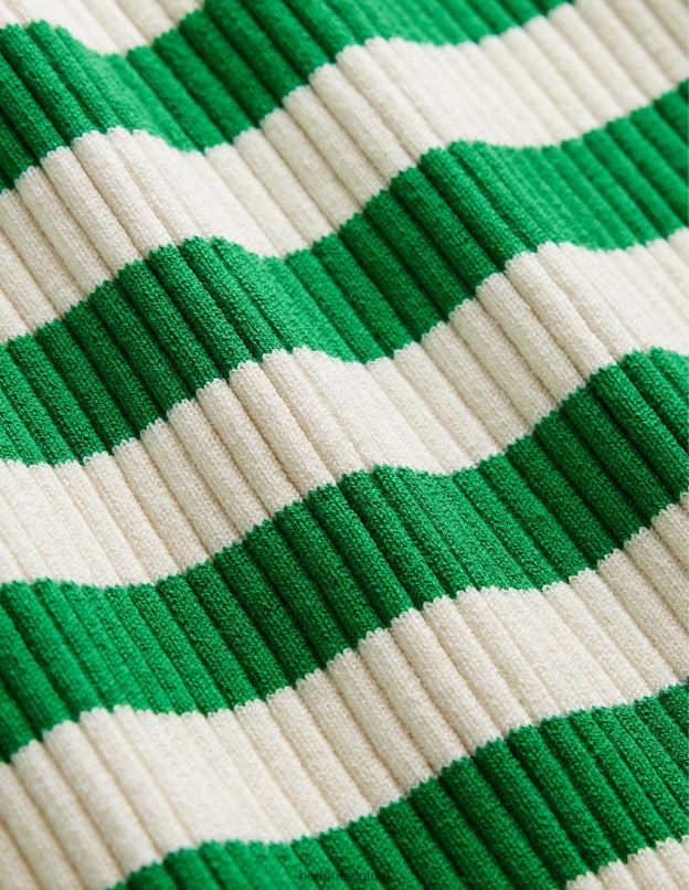 femmes Boden riche rayure émeraude et ivoire haut côtelé à épaules dénudées vêtements Z42D01843