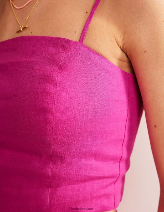 femmes Boden rose violette haut ajusté à bretelles en lin vêtements Z42D01893