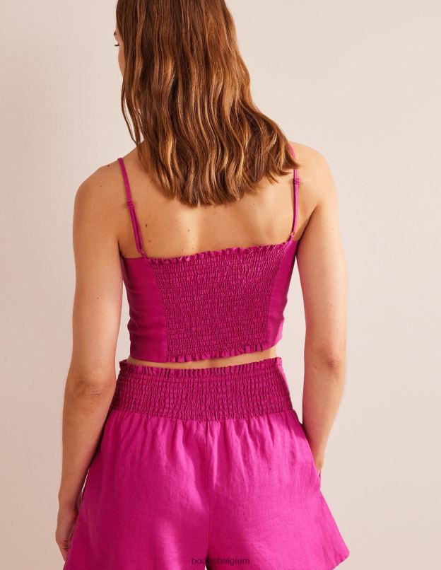 femmes Boden rose violette haut ajusté à bretelles en lin vêtements Z42D01893