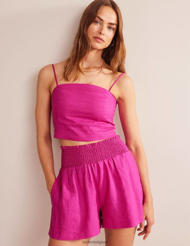 femmes Boden rose violette haut ajusté à bretelles en lin vêtements Z42D01893