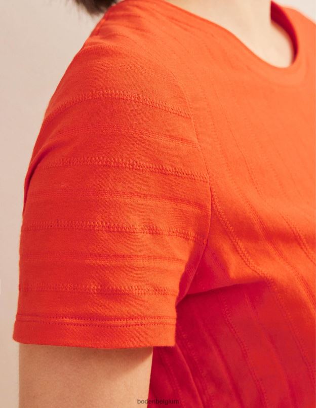 femmes Boden rouge vermillon t-shirt en jersey texturé vêtements Z42D01774