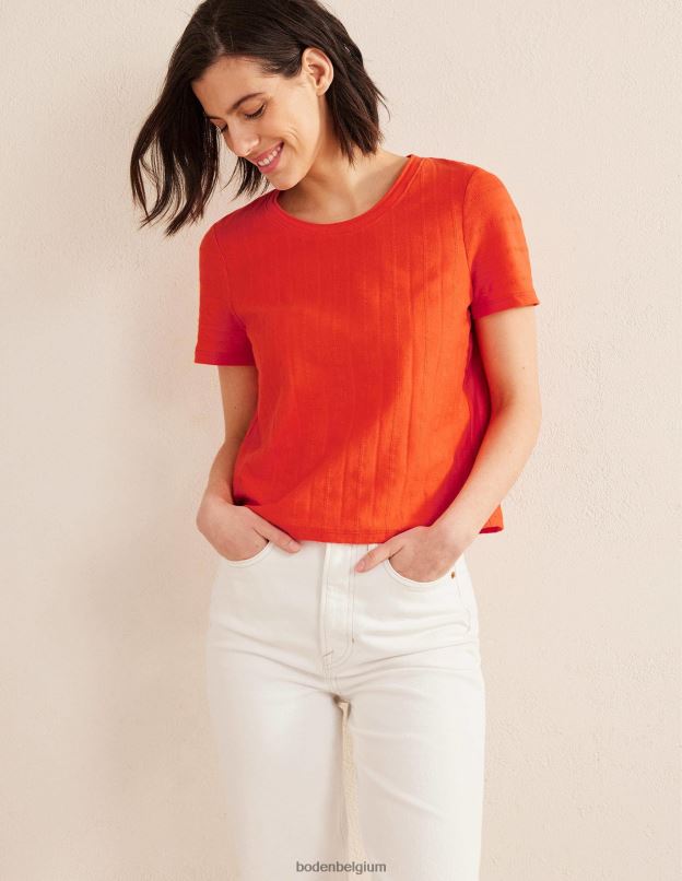 femmes Boden rouge vermillon t-shirt en jersey texturé vêtements Z42D01774