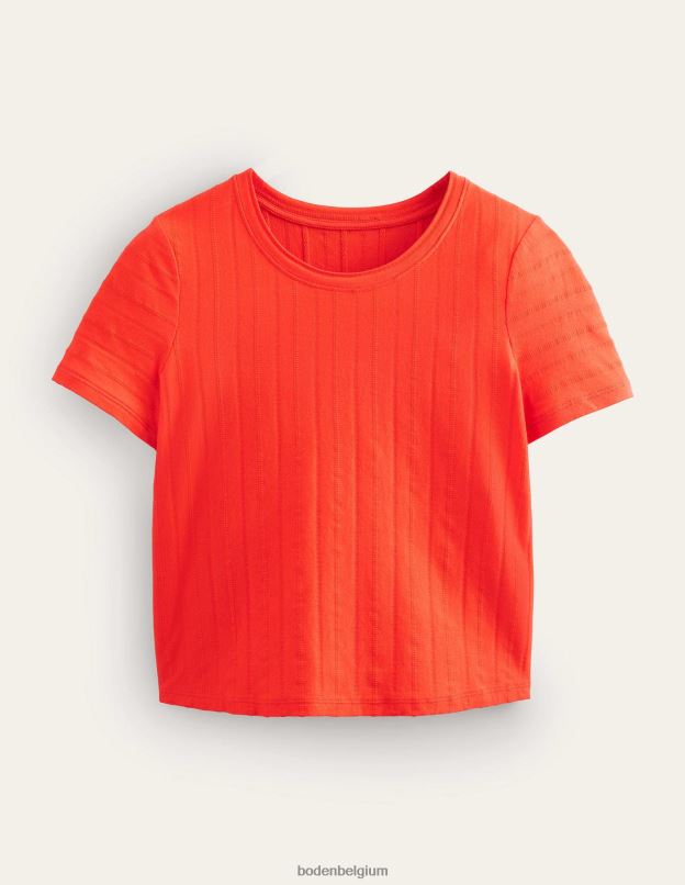 femmes Boden rouge vermillon t-shirt en jersey texturé vêtements Z42D01774