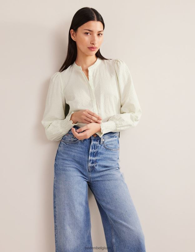 femmes Boden sève micro vichy chemise à poignets smockés vêtements Z42D0594