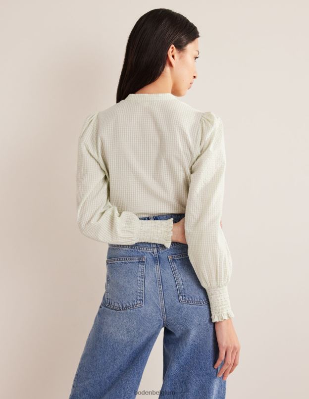 femmes Boden sève micro vichy chemise à poignets smockés vêtements Z42D0594