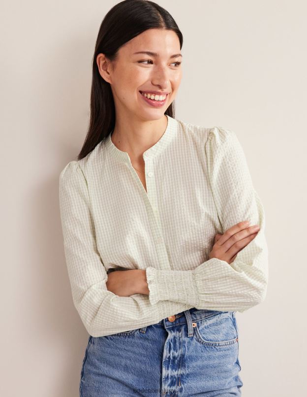 femmes Boden sève micro vichy chemise à poignets smockés vêtements Z42D0594