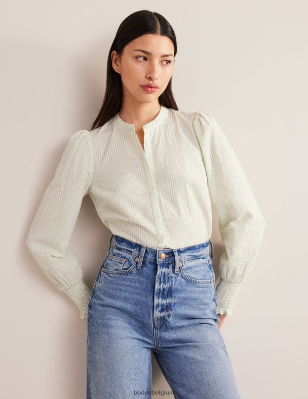 femmes Boden sève micro vichy chemise à poignets smockés vêtements Z42D0594